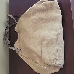 Burlap and leather Boho bag